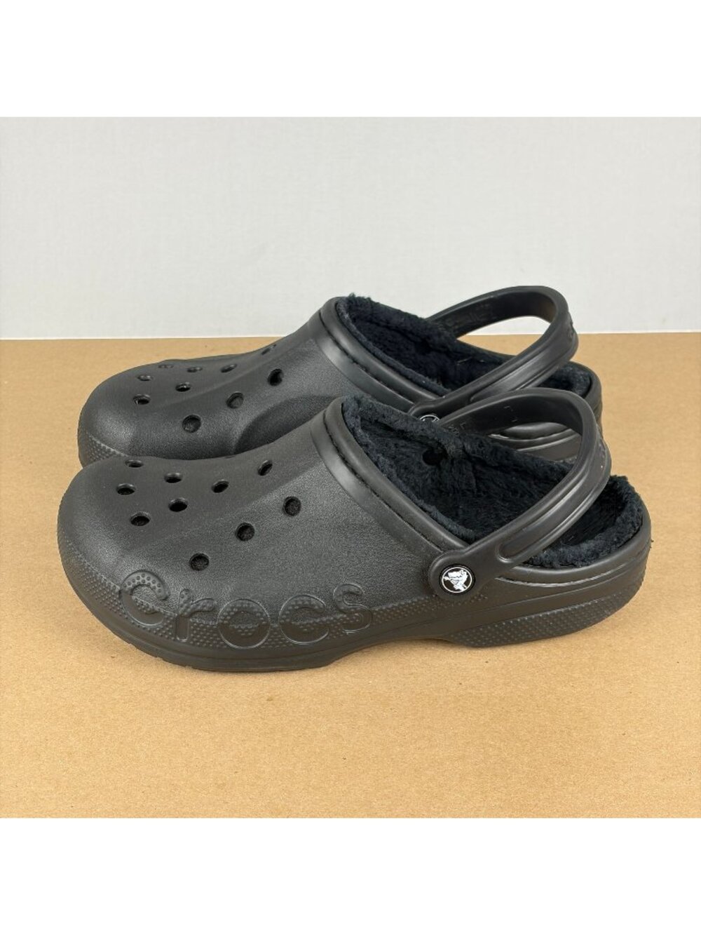 Crocs Baya Lined Clogs Mens 9 Womens 11 Black Slip On Sandals Casual Comfort